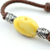 Baltic amber and leather double bracelet