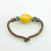 Baltic amber and leather double bracelet