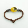 Baltic amber and leather double bracelet