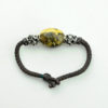 Baltic amber and leather double bracelet