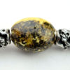 Baltic amber and leather double bracelet