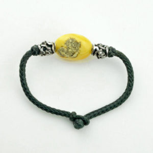 Baltic amber and leather double bracelet