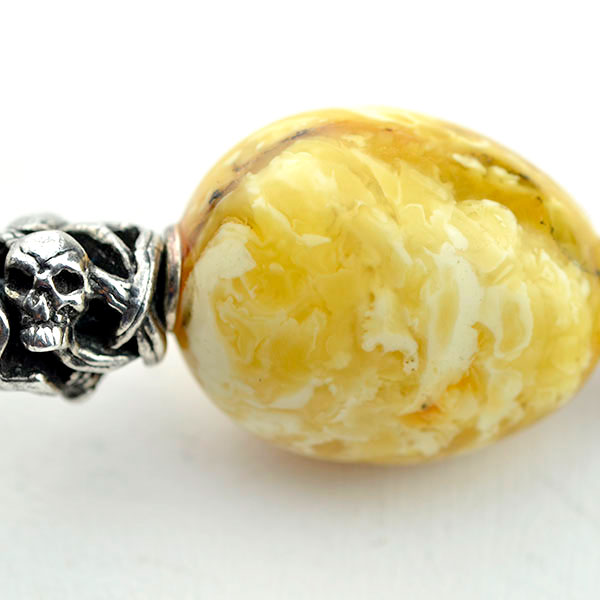 04008-2 Baltic amber and leather double bracelet