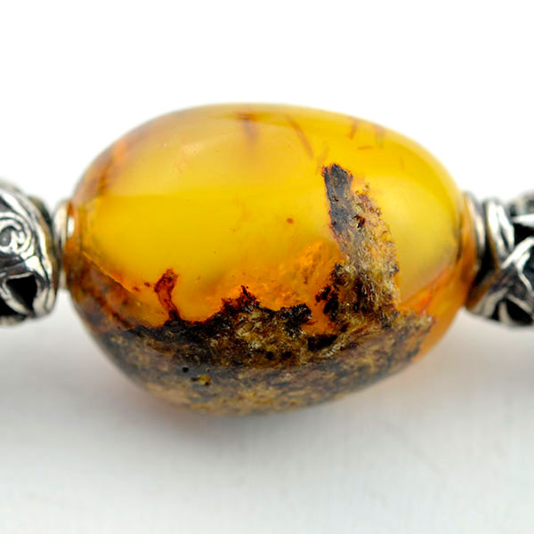 Baltic amber and leather double bracelet