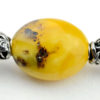 Baltic amber and leather double bracelet