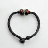 Baltic amber and leather double bracelet