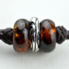 Baltic amber and leather double bracelet