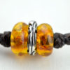 Baltic amber and leather double bracelet