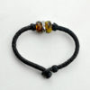 Baltic amber and leather double bracelet