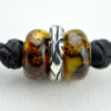 Baltic amber and leather double bracelet