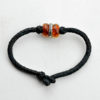 Baltic amber and leather double bracelet