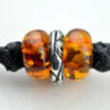 Baltic amber and leather double bracelet